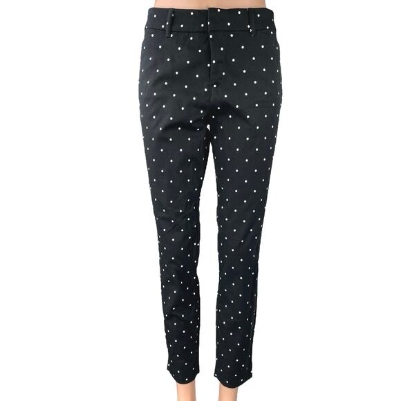NEW Old Navy Pixie Women's Black Polka Dot Skinny Slim Fit Trousers Pants Sz 8 - Picture 1 of 5